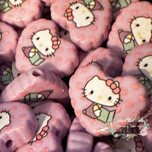Load image into Gallery viewer, Kitty Acrylic Hearts - Assorted Colors Available - 1 Count Acrylic Heart Beads