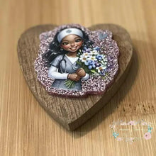 Load image into Gallery viewer, Nurse with Flowers Pink Glitter Flatback Glitter Flatback