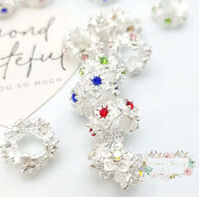 Load image into Gallery viewer, Silver Rhinestone Beads Flower Spacers Bead Assorted colors available 14mm Rhinestone Spacer Beads