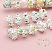 Load image into Gallery viewer, Silver Rhinestone Beads Flower Spacers Bead Assorted colors available 14mm Rhinestone Spacer Beads