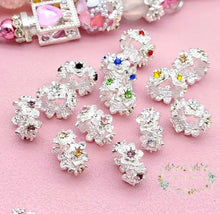 Load image into Gallery viewer, Silver Rhinestone Beads Flower Spacers Bead Assorted colors available 14mm Rhinestone Spacer Beads