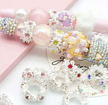 Load image into Gallery viewer, Silver Rhinestone Beads Flower Spacers Bead Assorted colors available 14mm Rhinestone Spacer Beads