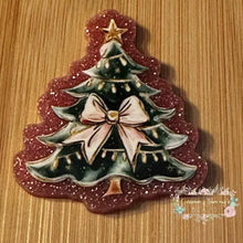 Load image into Gallery viewer, Tree with Bow - Pink Glitter Flatback