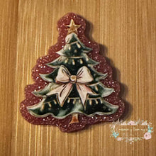 Load image into Gallery viewer, Tree with Bow - Pink Glitter Flatback