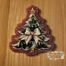 Load image into Gallery viewer, Tree with Bow - Pink Glitter Flatback