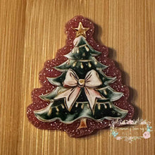 Load image into Gallery viewer, Tree with Bow - Pink Glitter Flatback