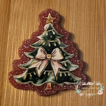 Load image into Gallery viewer, Tree with Bow - Pink Glitter Flatback