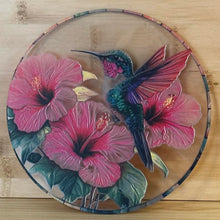 Load image into Gallery viewer, Acrylic Suncatcher with Chain - Large - Hummingbird with Flowers
