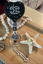 Load image into Gallery viewer, Beaded Rhinestone CiCi Mirror - Black &amp; Silver - Ready Made
