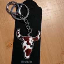 Load image into Gallery viewer, Ox Cattle Bull bag charm Keychain Black or Brown
