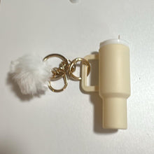 Load image into Gallery viewer, Tumbler Keychains with Fur Ball Pendant- Mini 3-inch tall
