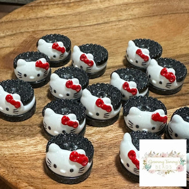 12*18Mm Kitty Cookies Bead - Black Beads