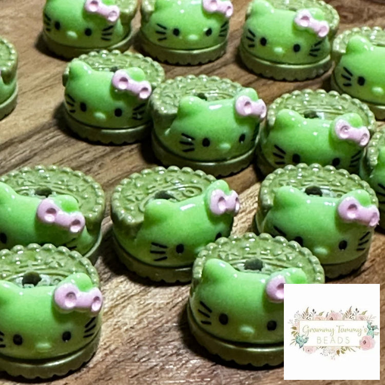 12*18Mm Kitty Cookies Bead - Green Beads