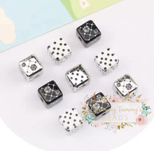 Load image into Gallery viewer, 14Mm Random Black &amp; White Aurora Square Acrylic Beads - 4 Count 14Mm
