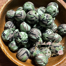 Load image into Gallery viewer, 15Mm Camo - Green Silicone Bead Round Beads
