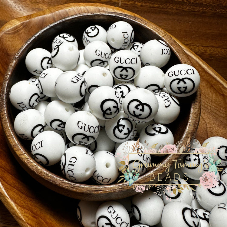 15Mm Gigi Black And White Silicone Beads Round