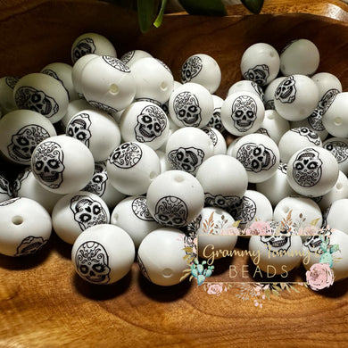 15Mm Silicone Focal Bead Skull Round Beads