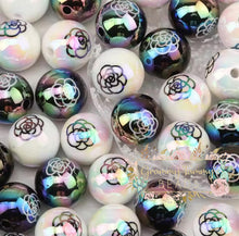 Load image into Gallery viewer, 16Mm Acrylic Beads - Cici Floral 6 3 White &amp; Black 16Mm
