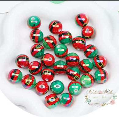 16mm Christmas Beads Random Variations 5 Count 16mm Acrylic Beads