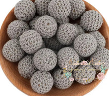 Load image into Gallery viewer, 16Mm Crochet Round Wooden Beads - 5 Count Grey
