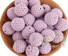 Load image into Gallery viewer, 16Mm Crochet Round Wooden Beads - 5 Count Lilac Purple
