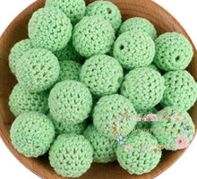 Load image into Gallery viewer, 16Mm Crochet Round Wooden Beads - 5 Count Mint Green
