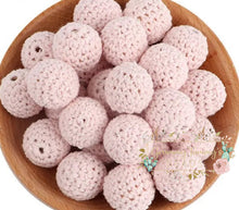 Load image into Gallery viewer, 16Mm Crochet Round Wooden Beads - 5 Count Quartz Pink
