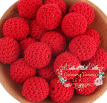 Load image into Gallery viewer, 16Mm Crochet Round Wooden Beads - 5 Count Red
