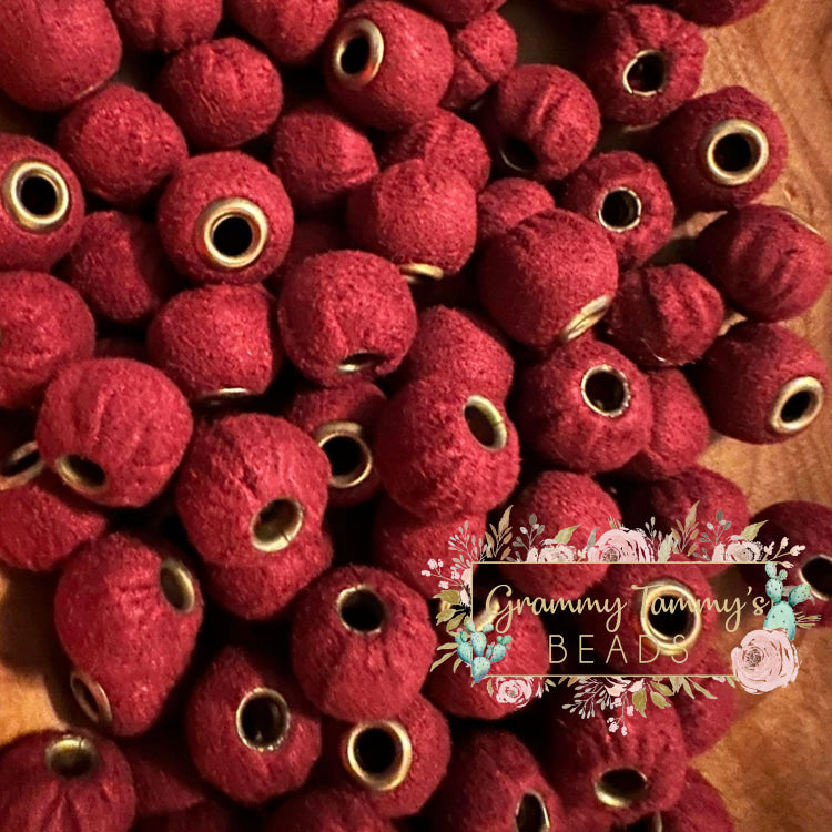 16Mm Fabric Beads - Maroon 5 Count