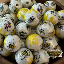 Load image into Gallery viewer, 16mm Honey Bee Acrylic Shiny Bead - 5 Count 16mm Beads
