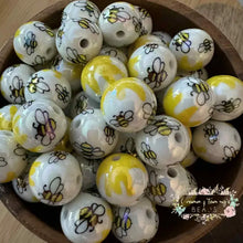 Load image into Gallery viewer, 16mm Honey Bee Acrylic Shiny Bead - 5 Count 16mm Beads
