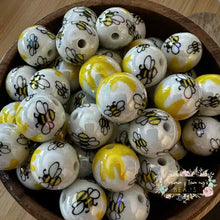 Load image into Gallery viewer, 16mm Honey Bee Acrylic Shiny Bead - 5 Count 16mm Beads
