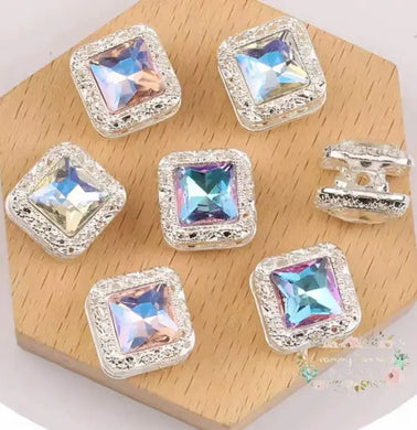 16mm Square Rhinestone Bead - Assorted Colors Available 16mm Square Rhinestone