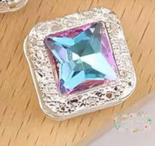 Load image into Gallery viewer, 16mm Square Rhinestone Bead - Assorted Colors Available Silver Tiffany Blue 16mm Square Rhinestone
