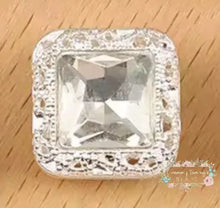 Load image into Gallery viewer, 16mm Square Rhinestone Bead - Assorted Colors Available Silver Diamond 16mm Square Rhinestone
