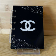 Load image into Gallery viewer, Designer Notebook - CiCI Black Glitter Corners
