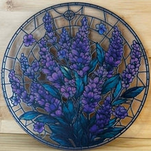 Load image into Gallery viewer, Acrylic Suncatcher with Chain - Large - Purple Flowers
