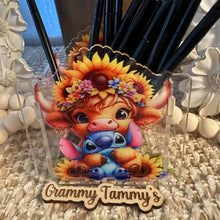 Load image into Gallery viewer, Highland Cow with SMAN -  ACRYLIC PEN/PENCIL HOLDER

