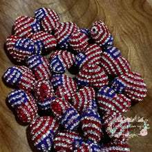 Load image into Gallery viewer, 19*24Mm Red White &amp; Blue Rhinestone Heart Shape Bead 1- Count Beads
