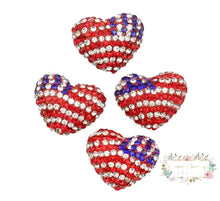 Load image into Gallery viewer, 19*24MM Red White &amp; Blue Rhinestone Heart Shape Bead 1 Count Beads

