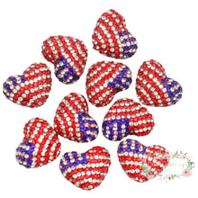 Load image into Gallery viewer, 19*24MM Red White &amp; Blue Rhinestone Heart Shape Bead 1 Count Beads
