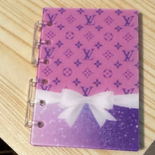 Load image into Gallery viewer, Designer inspiredAcrylic Loose-leaf Cover Notebook Plastic Binder - Love Purple and Pink with bow
