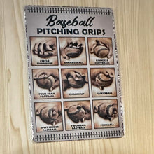 Load image into Gallery viewer, Creative Tin Sign 8X12 - Baseball Pitching Grip - White
