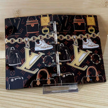 Load image into Gallery viewer, Designer inspired &amp; Acrylic Loose-leaf Cover Notebook Plastic Binder - LoVE Brown w/Chain
