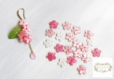 20 Pcs 11Mm Cherry Blossom Flower Beads. Resin Flower Beads. Pink Beads For Jewelry Making