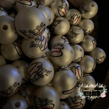 Load image into Gallery viewer, 20mm Acrylic Baseball themed Bead - 5 Count 20mm Beads
