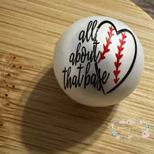 Load image into Gallery viewer, 20mm Acrylic Baseball themed Bead - 5 Count 20mm Beads
