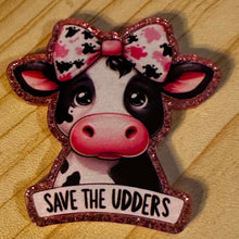 Load image into Gallery viewer, Save the Udders - Pink Glittery Flatback
