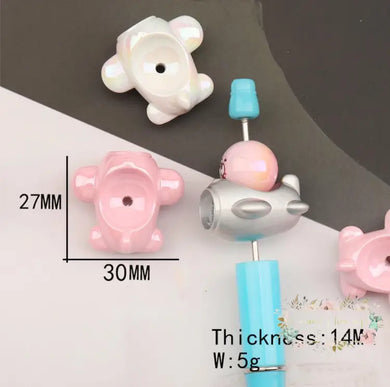27*30Mm Airplane Shaped Aurora Effect Acrylic Bead - 1 Count Assorted Colors Beads