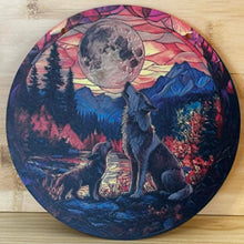 Load image into Gallery viewer, Acrylic Suncatcher with Chain - Large - Mama &amp; Baby Wolf
